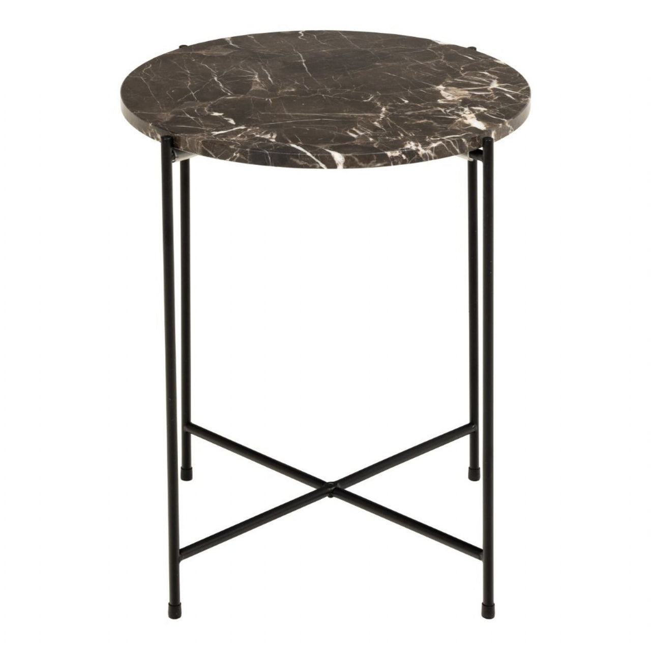 Avila Side Table with Brown Marble Effect Dia42x45 cm