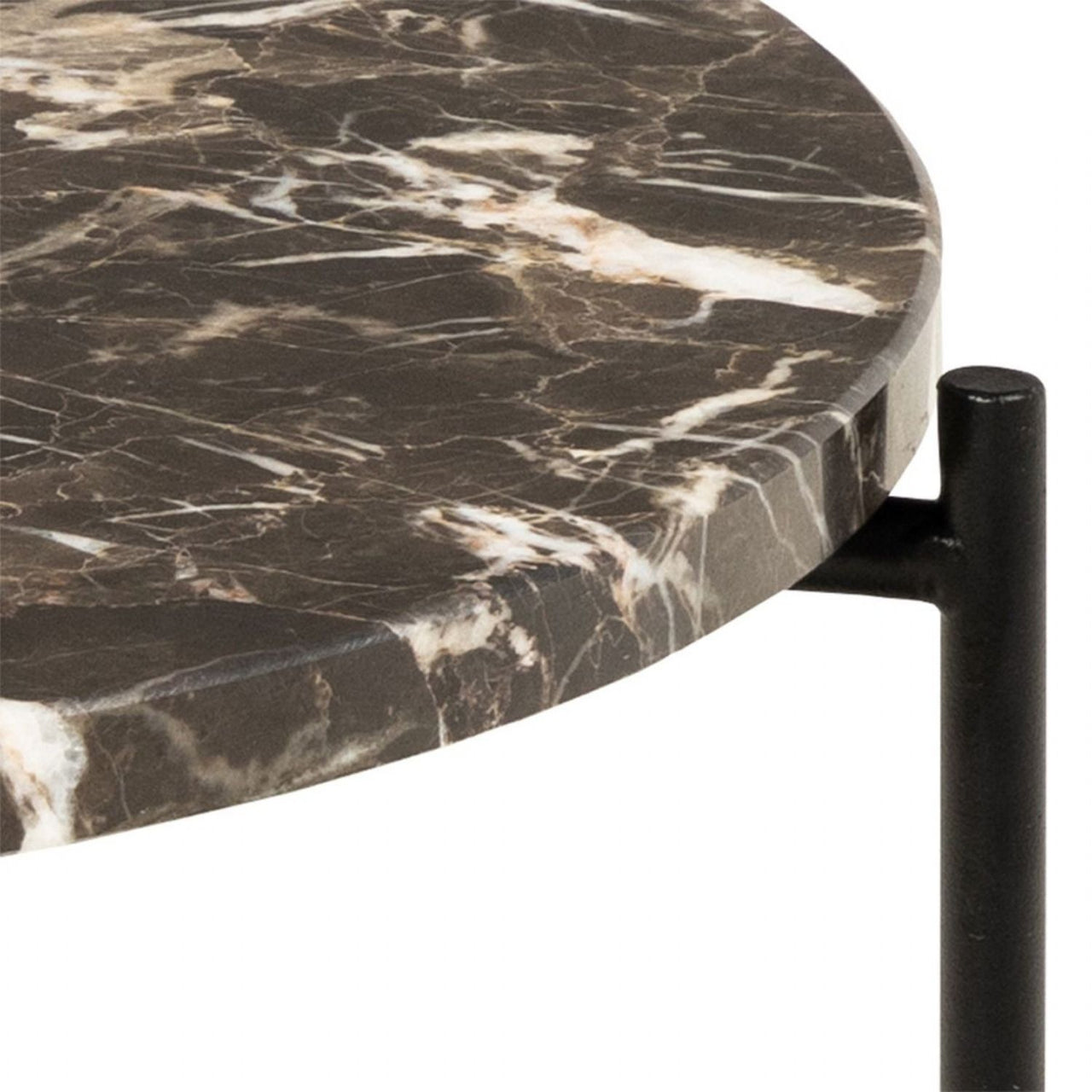 Avila Side Table with Brown Marble Effect Dia42x45 cm