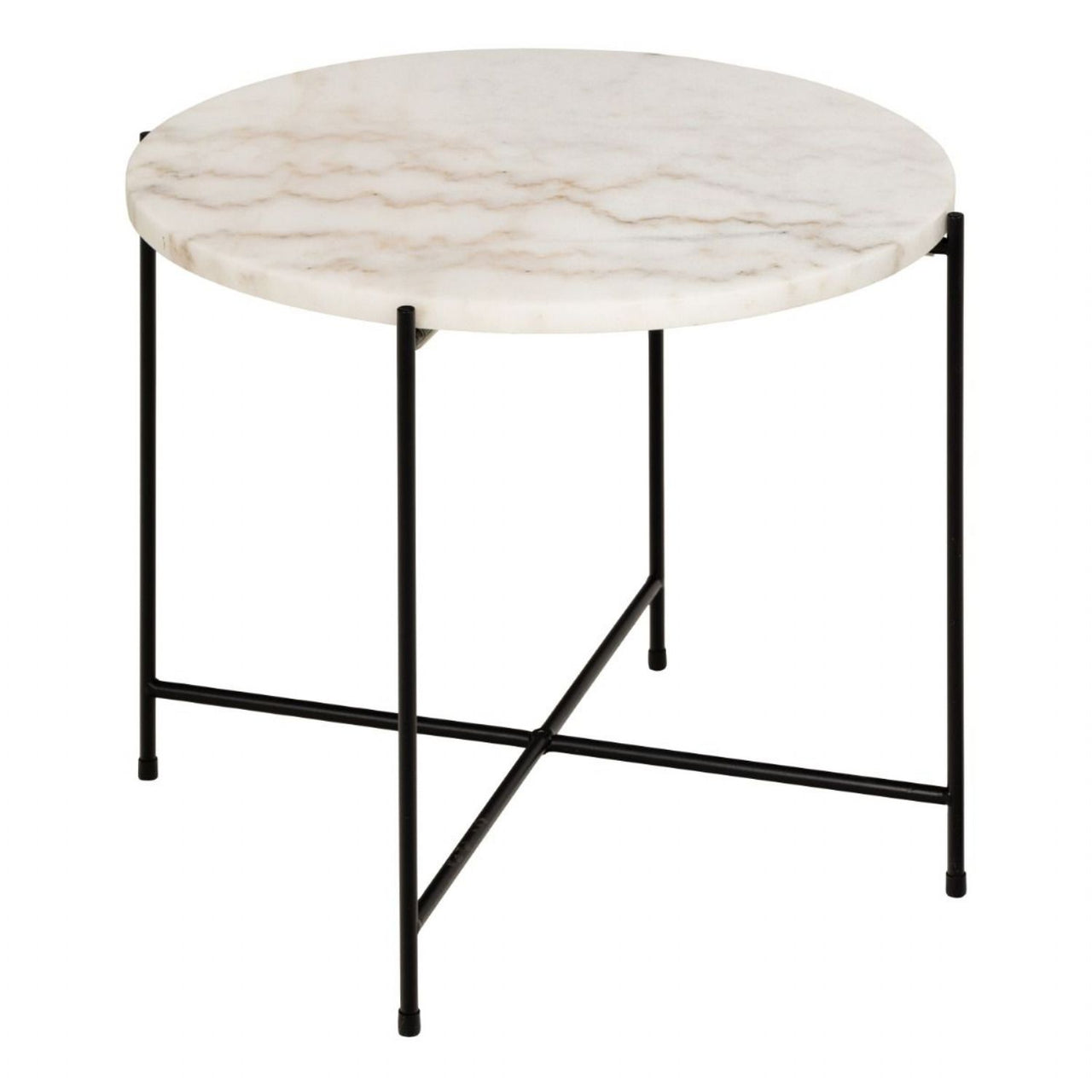 Avila Side Table in White Marble Effect Dia52x40 cm