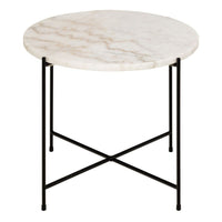 Thumbnail for Avila Side Table in White Marble Effect Dia52x40 cm