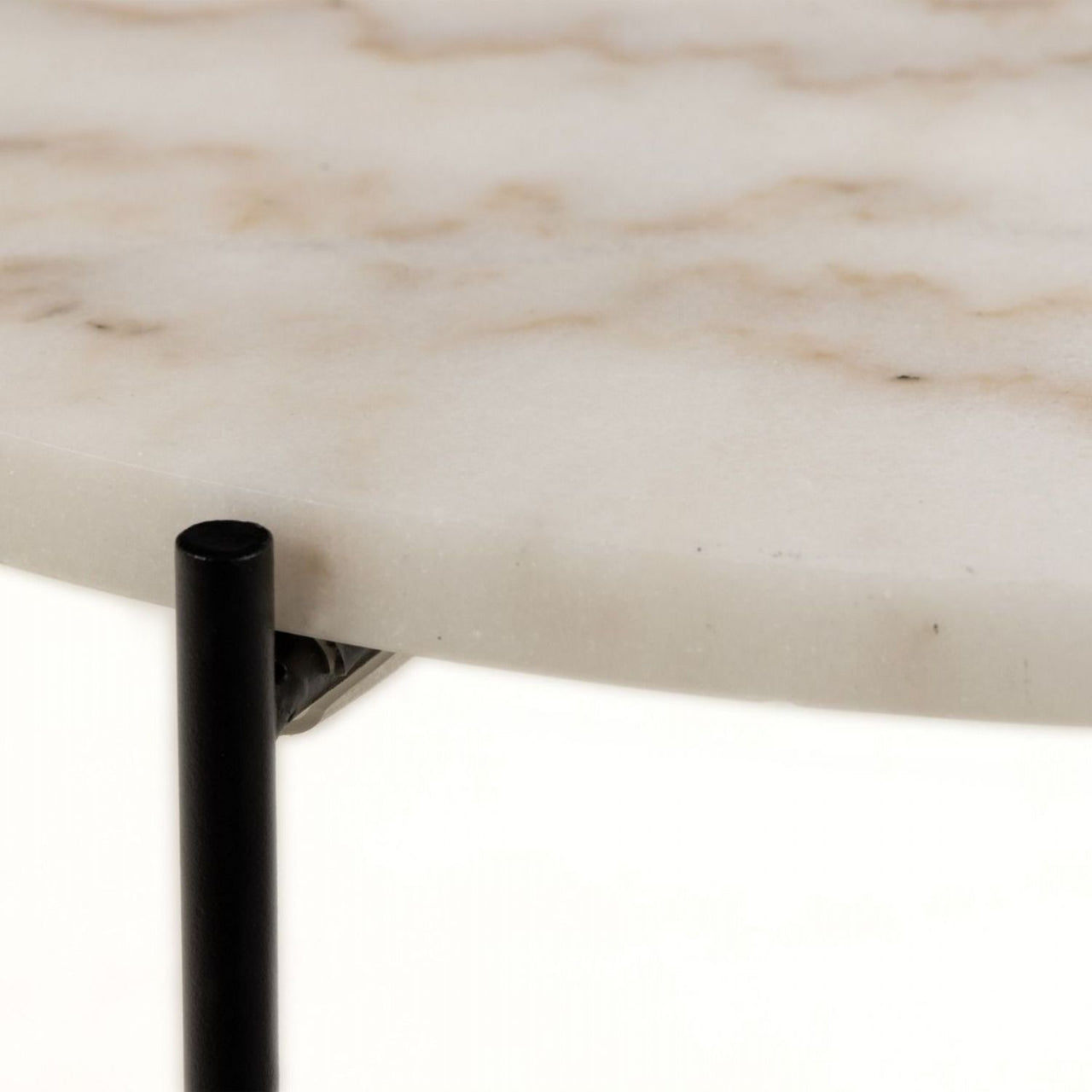 Avila Side Table in White Marble Effect Dia52x40 cm