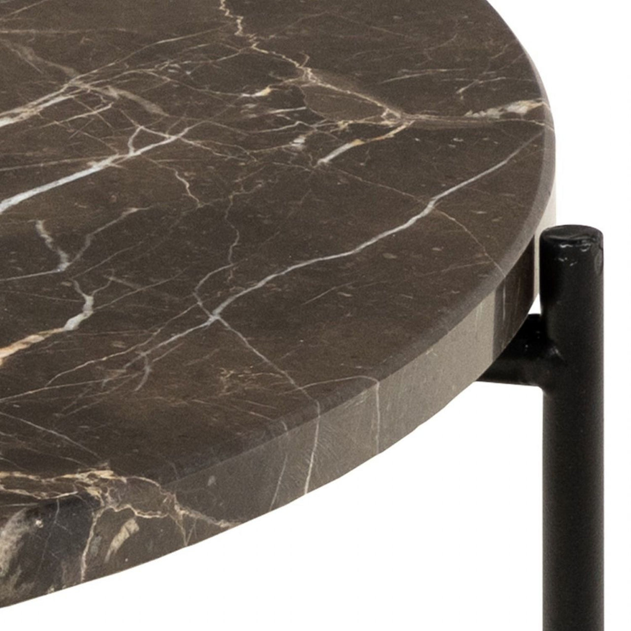 Avila Side Table in Brown Marble Effect Dia52x40 cm