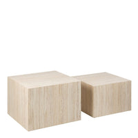 Thumbnail for Dice Square Coffee Table Set in Light Travertine Effect