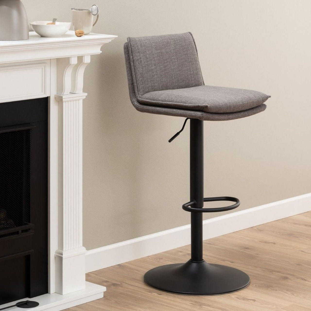 Flynn Swivel Bar Stool with Height Adjustable Function in Light GreyBrown