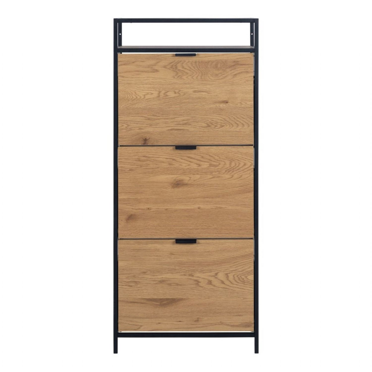 Seaford Shoe Cabinet in Black and Oak