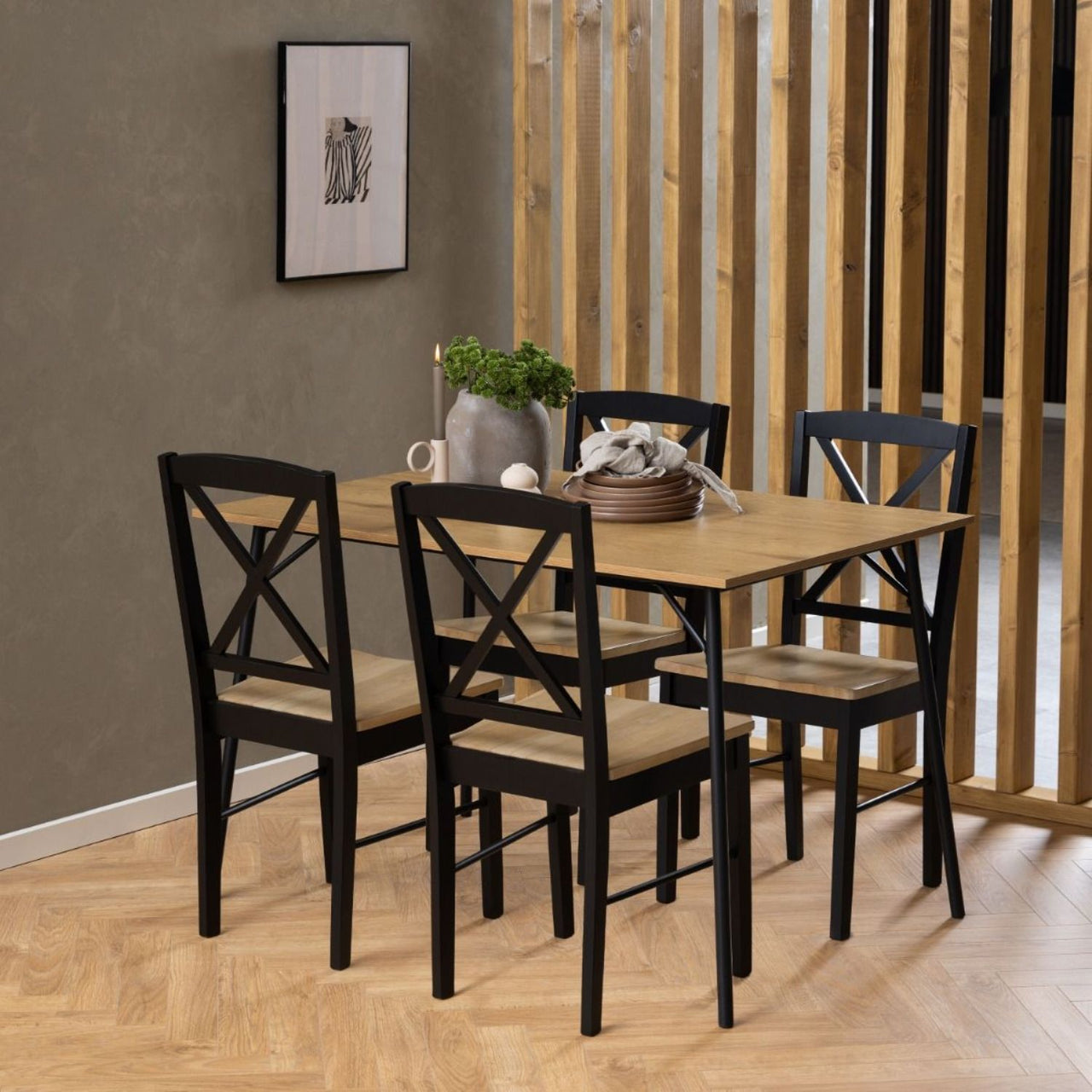 Elvira Dining Chair in Black and Oak