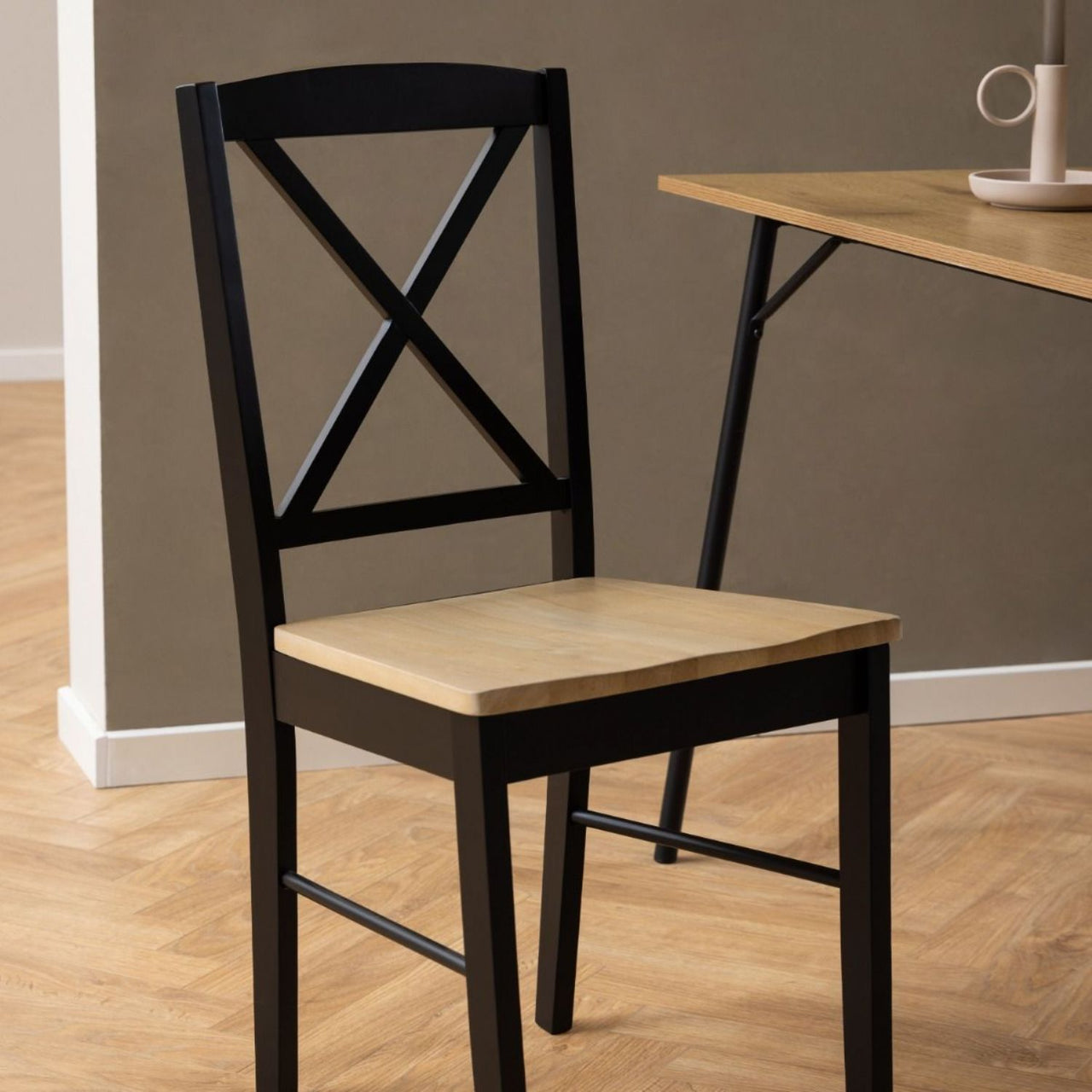 Elvira Dining Chair in Black and Oak