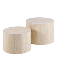 Thumbnail for Dice Round Coffee Table Set in Light Travertine Effect