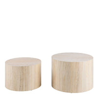 Thumbnail for Dice Round Coffee Table Set in Light Travertine Effect