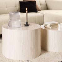 Thumbnail for Dice Round Coffee Table Set in Light Travertine Effect