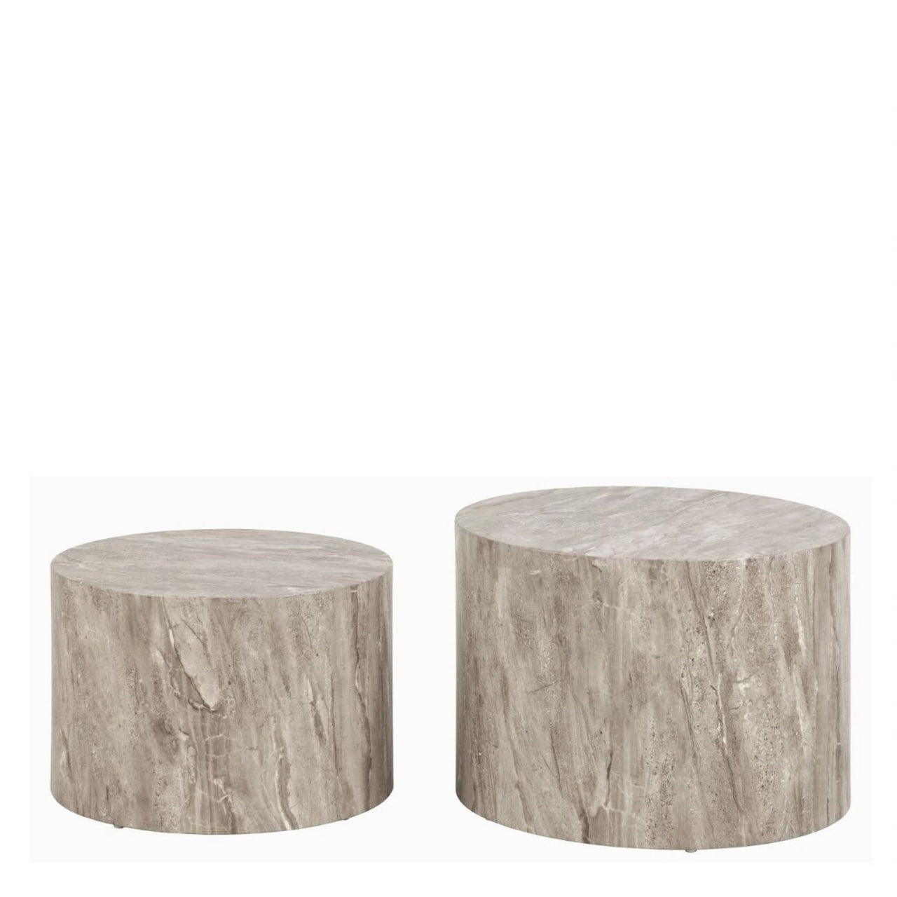 Dice Round Coffee Table Set in Grey Marble