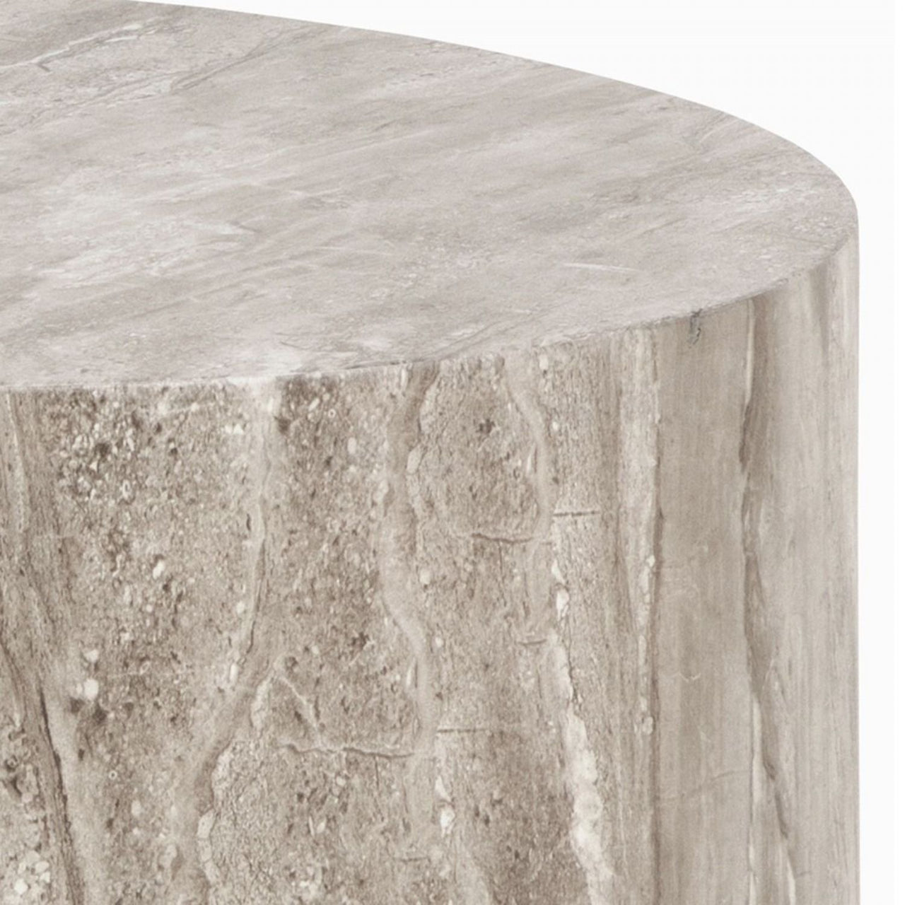 Dice Round Coffee Table Set in Grey Marble