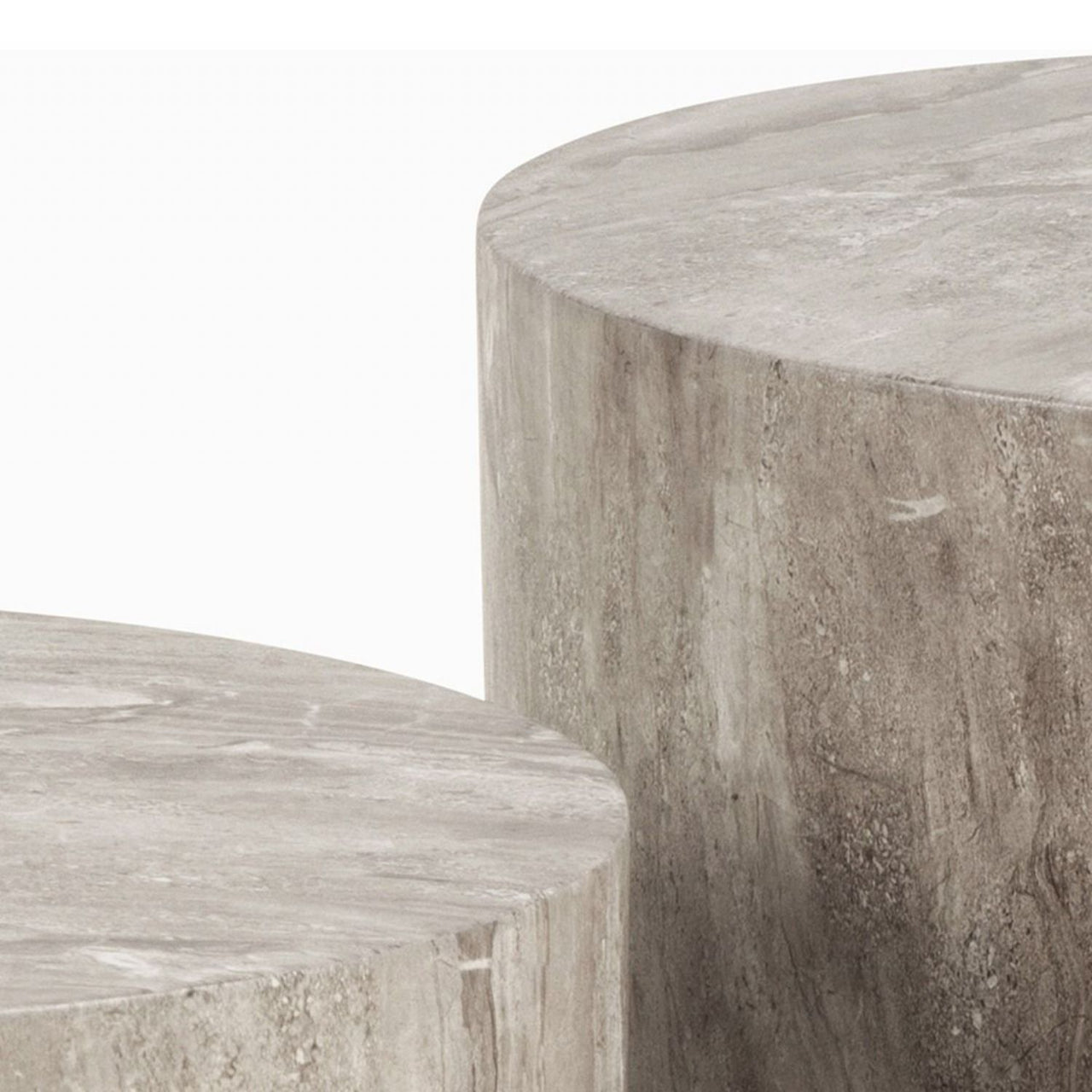 Dice Round Coffee Table Set in Grey Marble