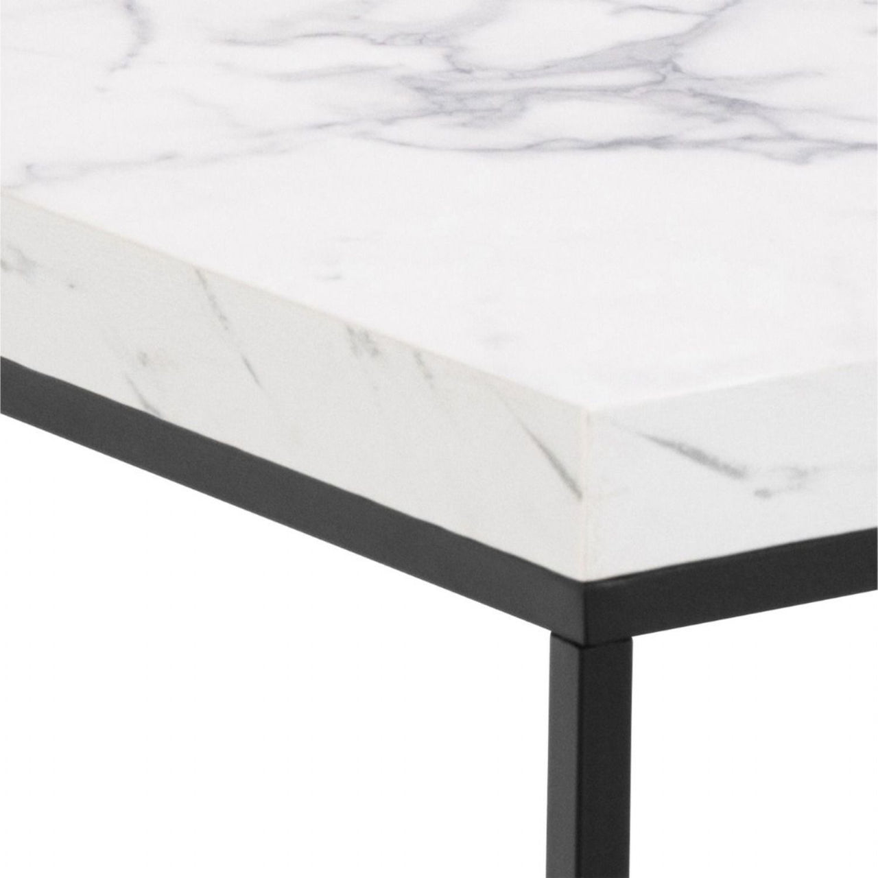 Barossa Coffee Table with White Marble Effect Top &amp; Black Base 40cm