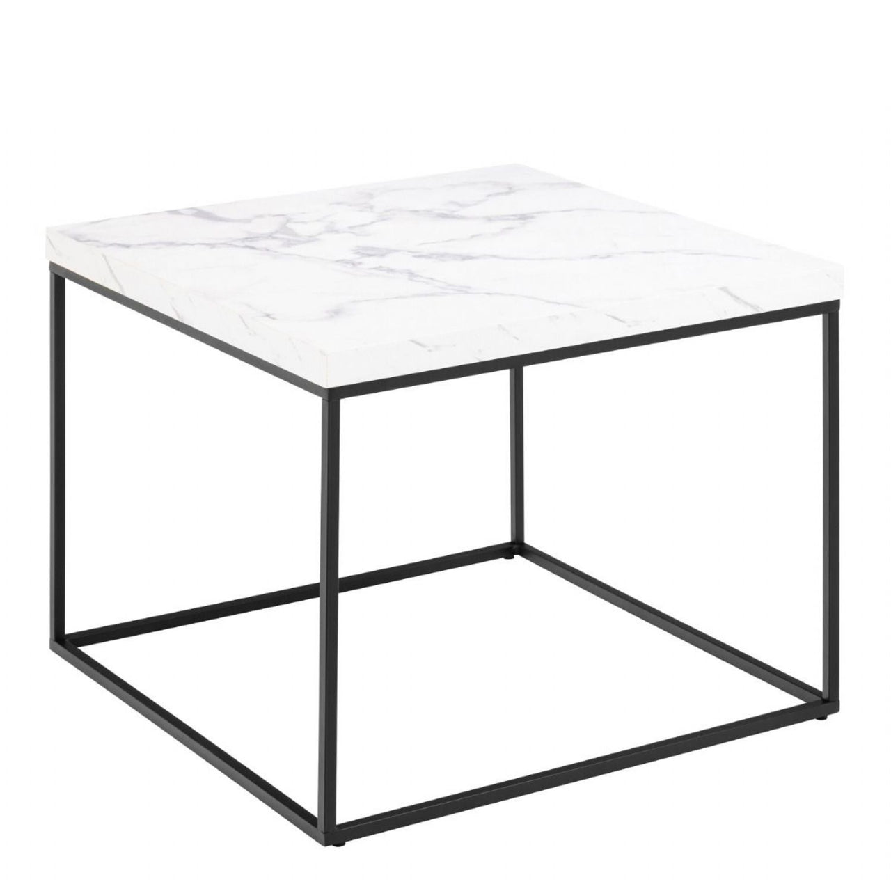 Barossa Coffee Table with White Marble Effect Top &amp; Black Steel Base 60cm