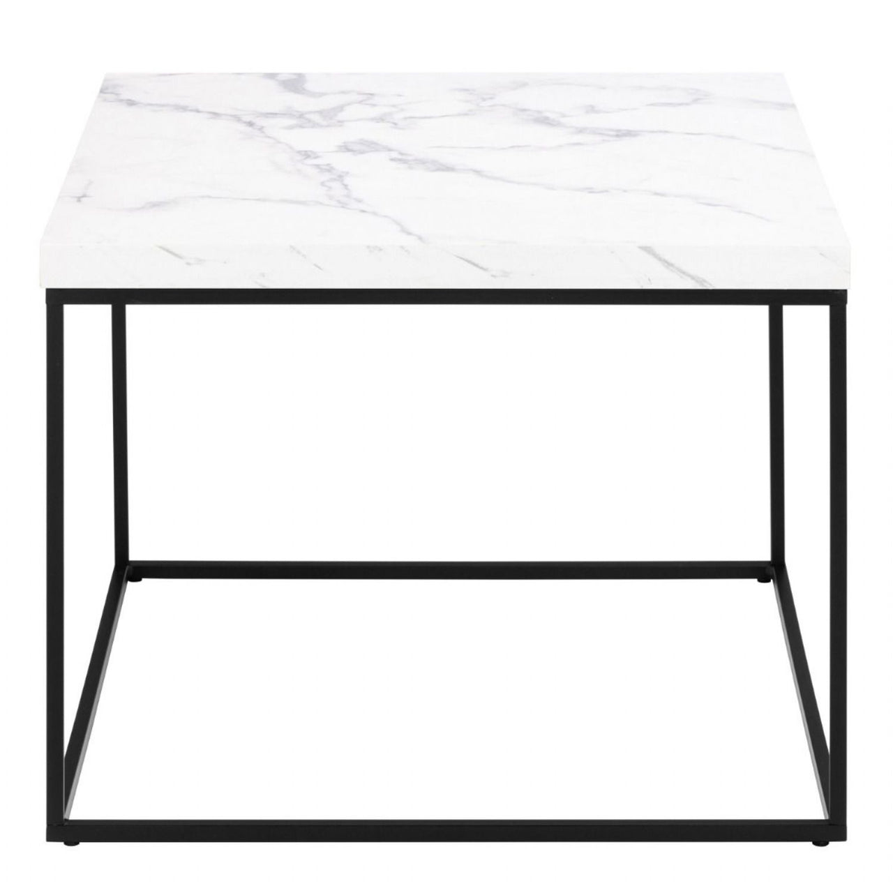 Barossa Coffee Table with White Marble Effect Top &amp; Black Steel Base 60cm