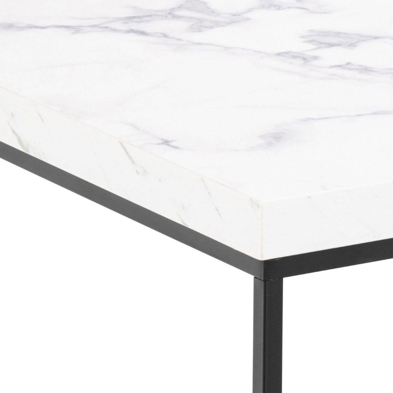 Barossa Coffee Table with White Marble Effect Top &amp; Black Steel Base 60cm