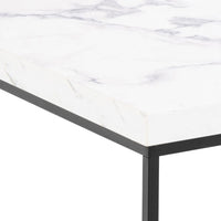 Thumbnail for Barossa Coffee Table with White Marble Effect Top & Black Steel Base 60cm