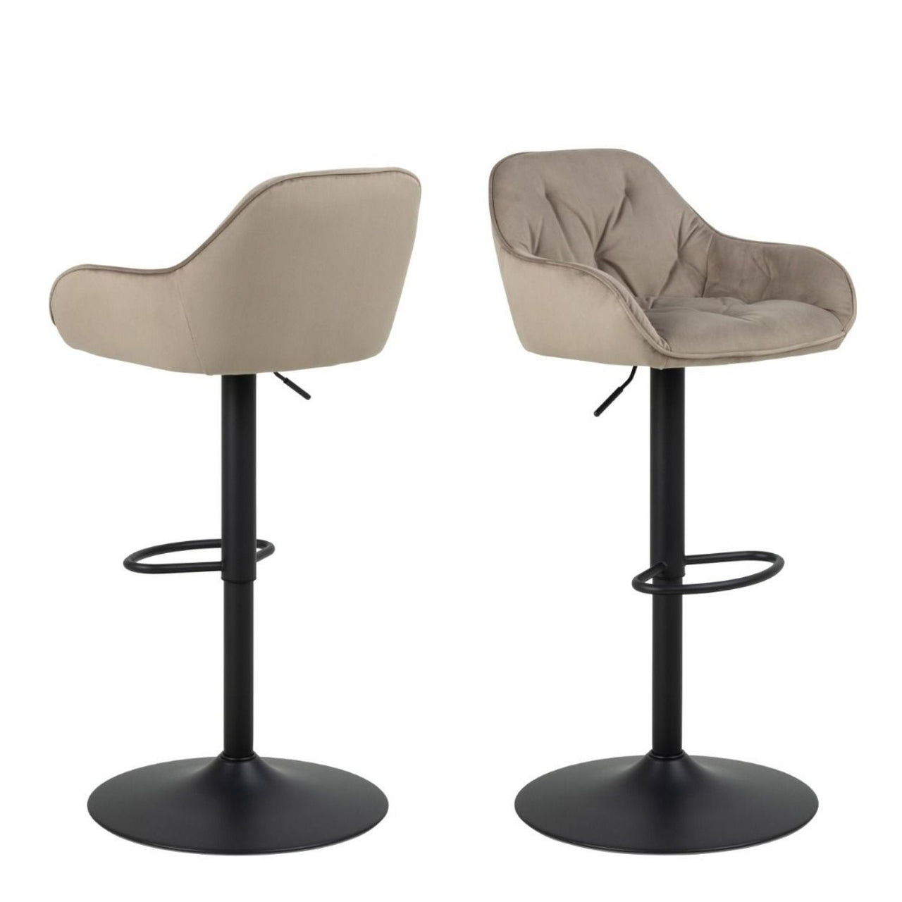 Brooke Swivel Bar Stool with Height Adjustable Function in Beige Set of 2