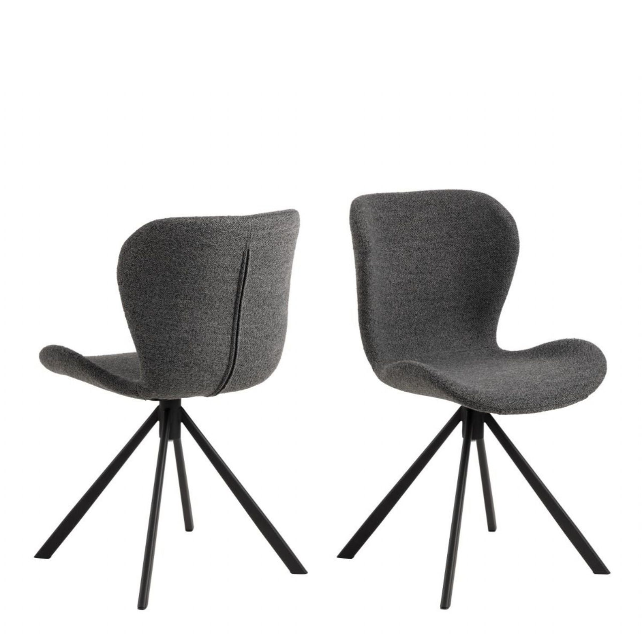 Batilda Swivel Dining Chairs in Grey Fabic Set of 2