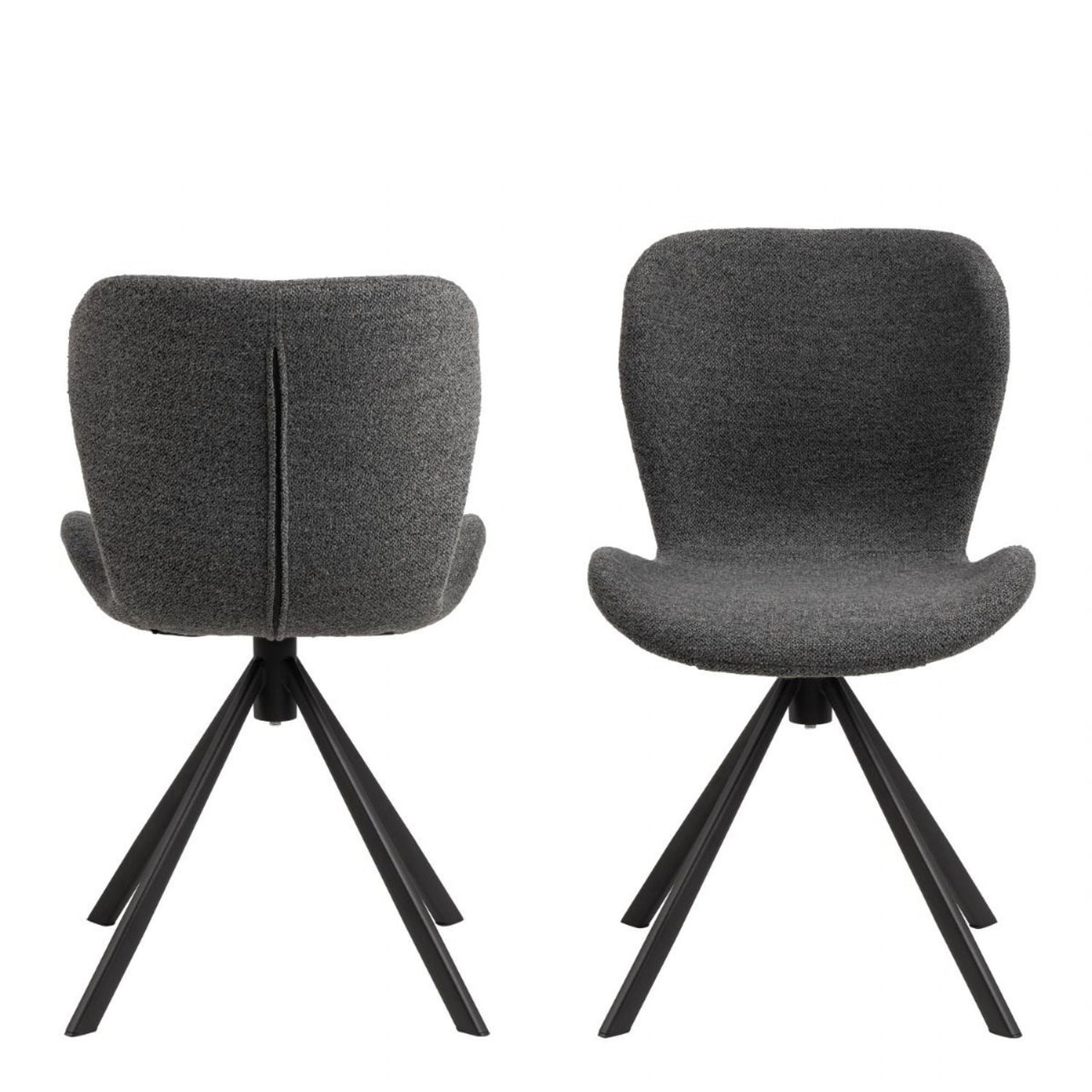 Batilda Swivel Dining Chairs in Grey Fabic Set of 2