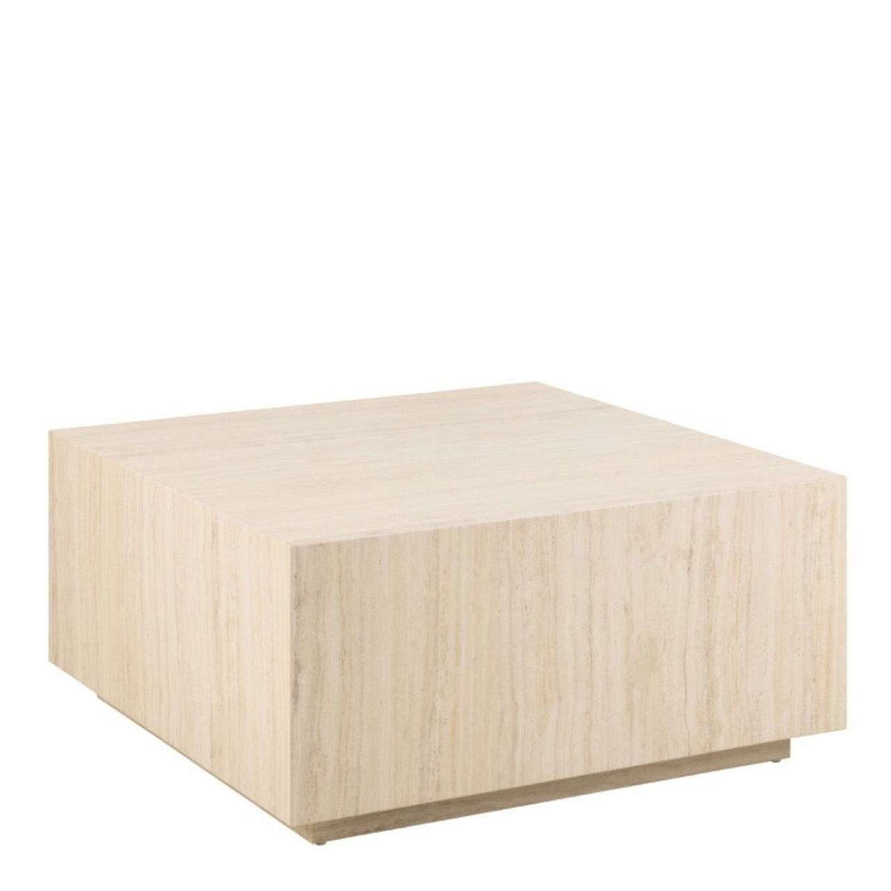 Dice Square Coffee Table in Light Travertine Effect 90x90x42cm