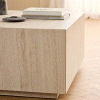 Thumbnail for Dice Square Coffee Table in Light Travertine Effect 90x90x42cm