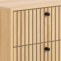 Thumbnail for Albany 2 Drawer Bedside Table in Oak Black Legs