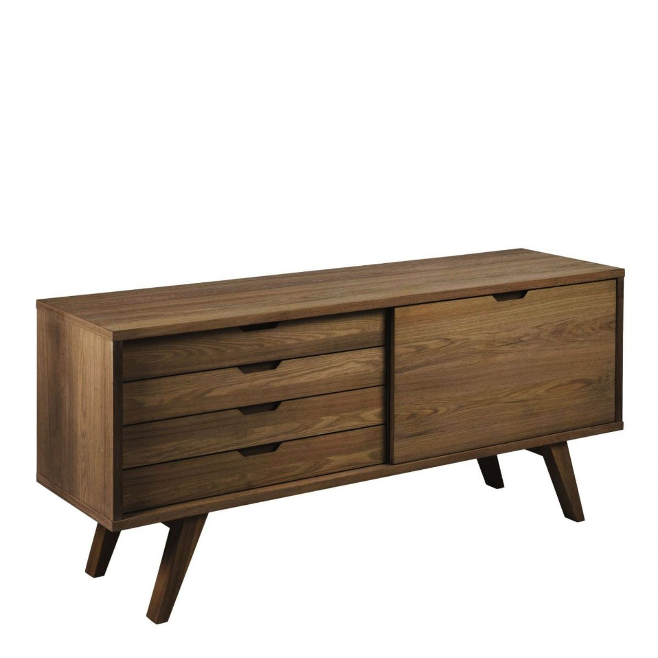 ALine Sideboard with 4 Drawers and Sliding Door in Smoked Oak