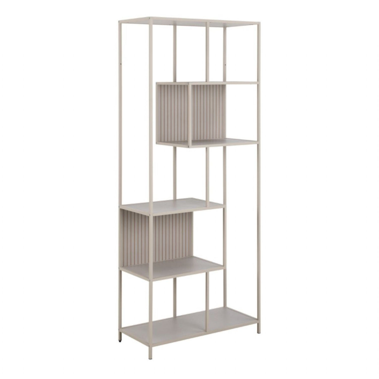 Seaford Tall Grey Metal Bookcase with 5 Shelves