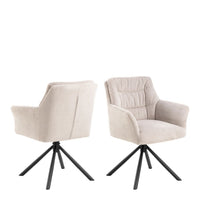 Thumbnail for Alonso Swivel Cream Dining Chair with Armrest Set of 2