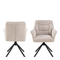 Thumbnail for Alonso Swivel Cream Dining Chair with Armrest Set of 2