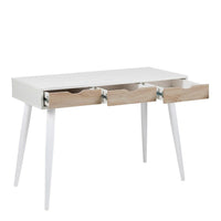 Thumbnail for Neptun 3 Drawer Desk in White with 3 Oak Drawers