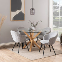 Thumbnail for Heaven Round Dining Table with Clear Glass Top and Oak Legs