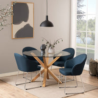 Thumbnail for Heaven Round Dining Table with Clear Glass Top and Oak Legs