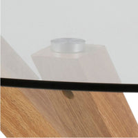 Thumbnail for Heaven Round Dining Table with Clear Glass Top and Oak Legs