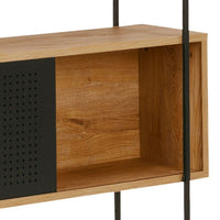 Thumbnail for Angus Bookcase with 1 Sliding Door And 5 Shelves in Oak And Black