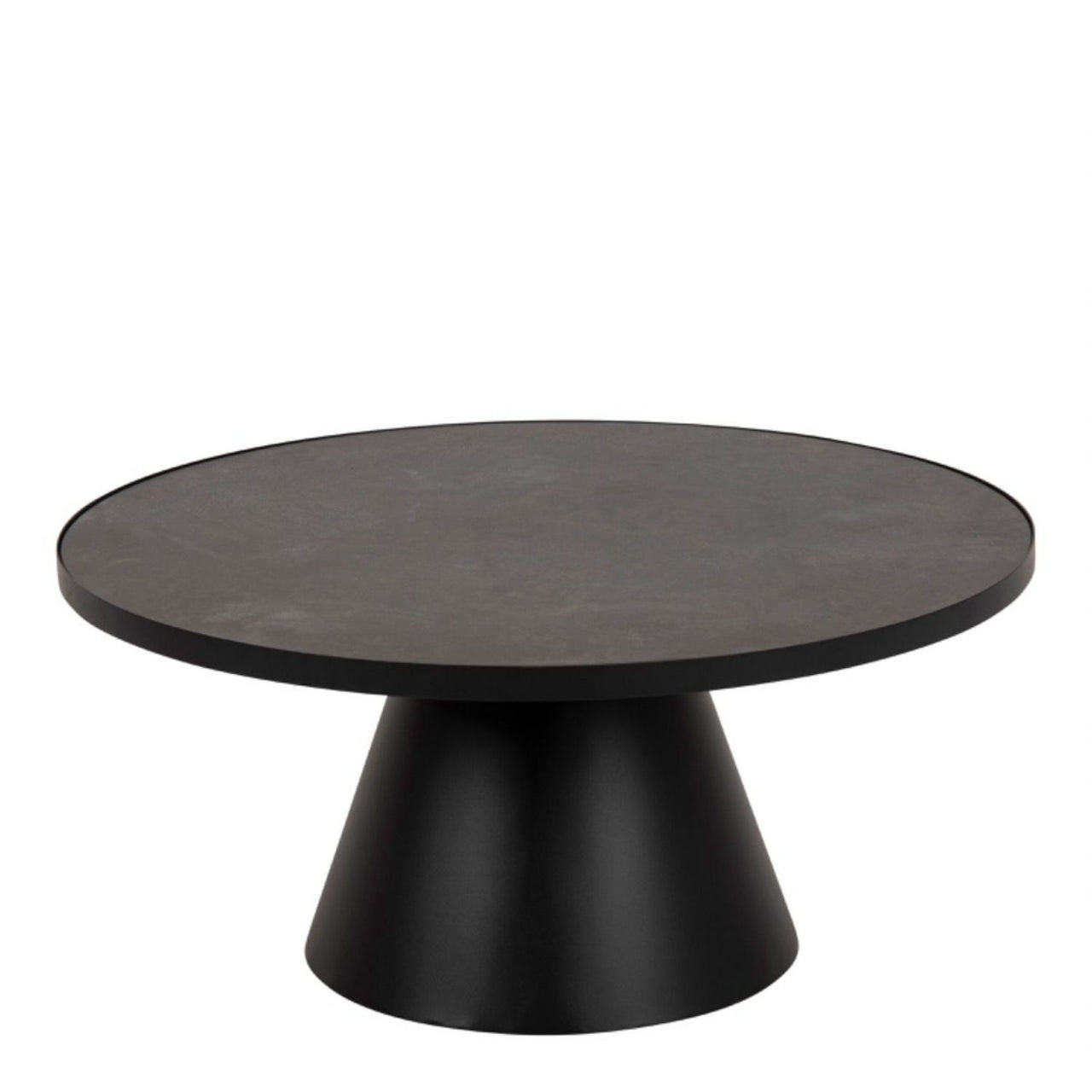 Soli Low Round Ceramic Coffee Table in Black 85.7x40cm