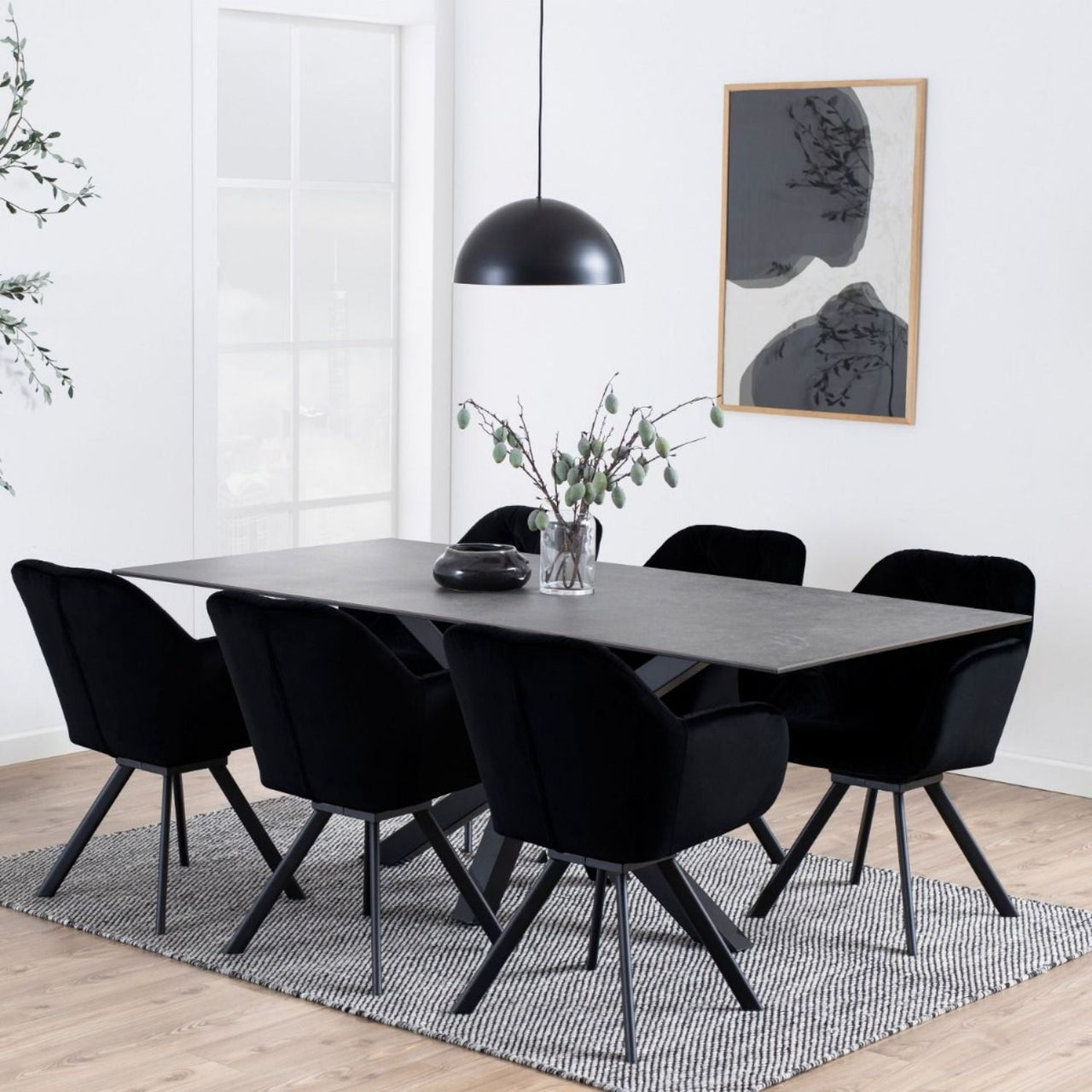 Heaven Dining Table with Ceramic Black Top