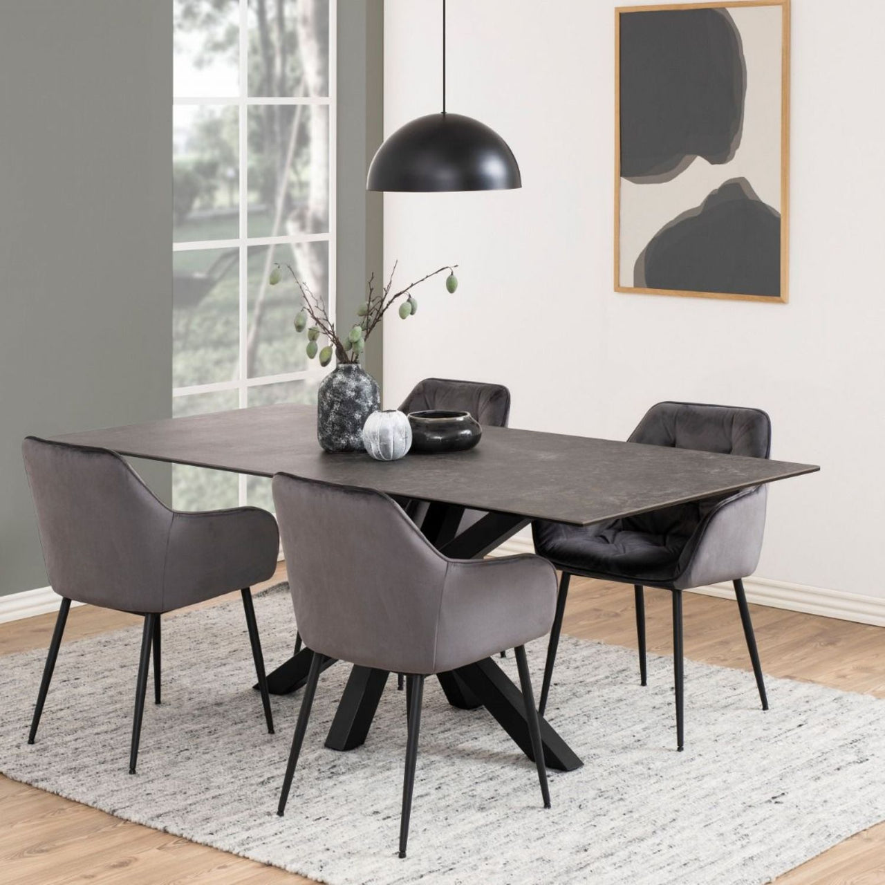 Heaven Dining Table with Ceramic Black Top