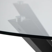 Thumbnail for Heaven Round Dining Table with Clear Glass Top and Black Legs