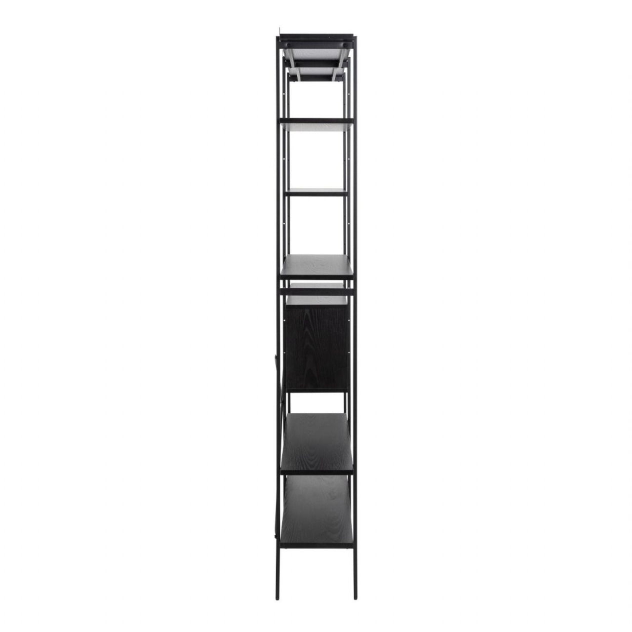 Angus Bookcase with 1 Sliding Door And 5 Shelves in Black