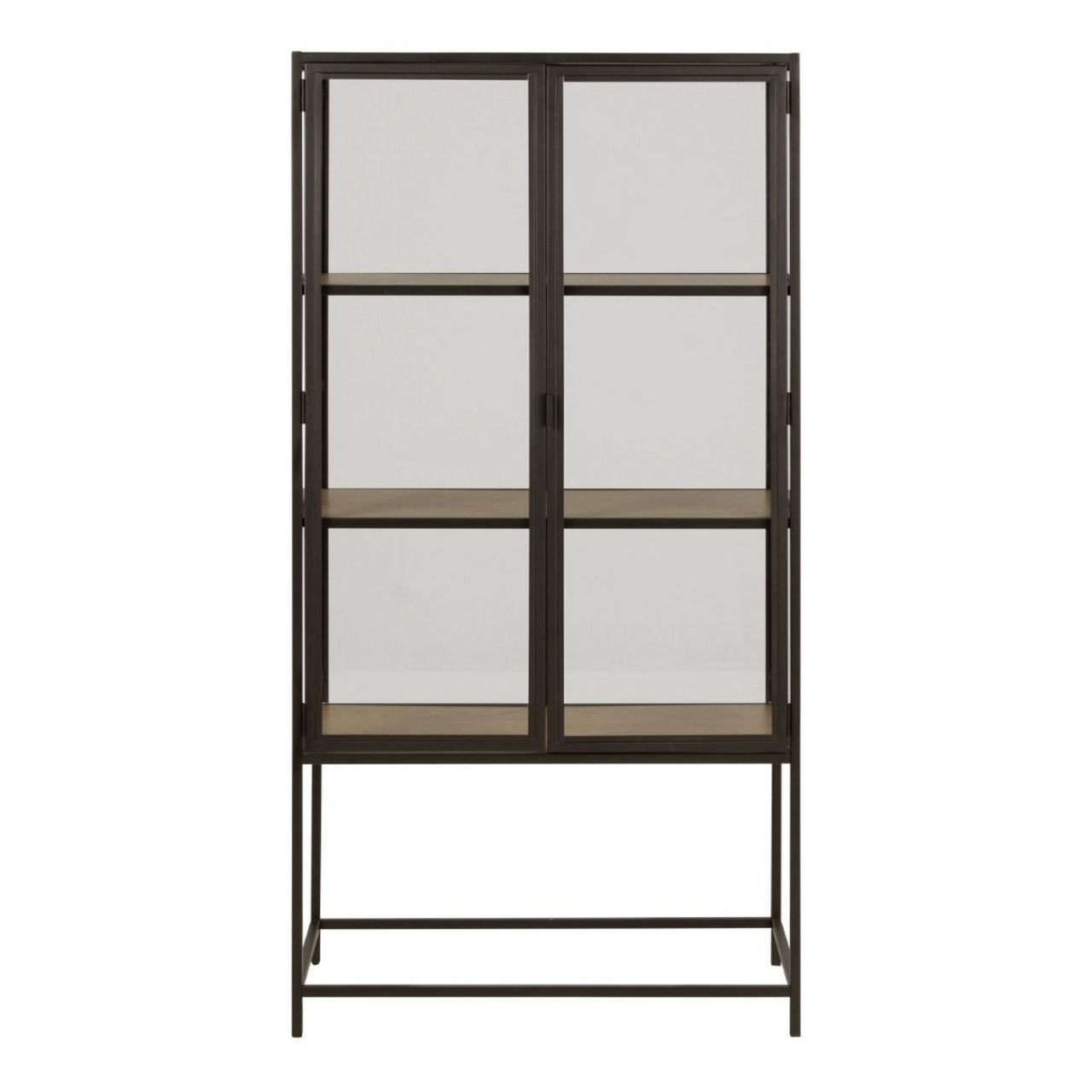 Seaford 2 Glass Door Display Cabinet in Black And Oak