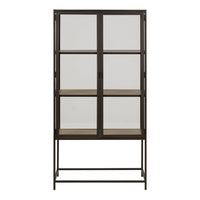 Thumbnail for Seaford 2 Glass Door Display Cabinet in Black & Oak