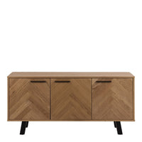 Thumbnail for Brighton 3 Door Sideboard in Oak with Herringbone Effect