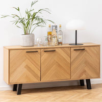 Thumbnail for Brighton 3 Door Sideboard in Oak with Herringbone Effect