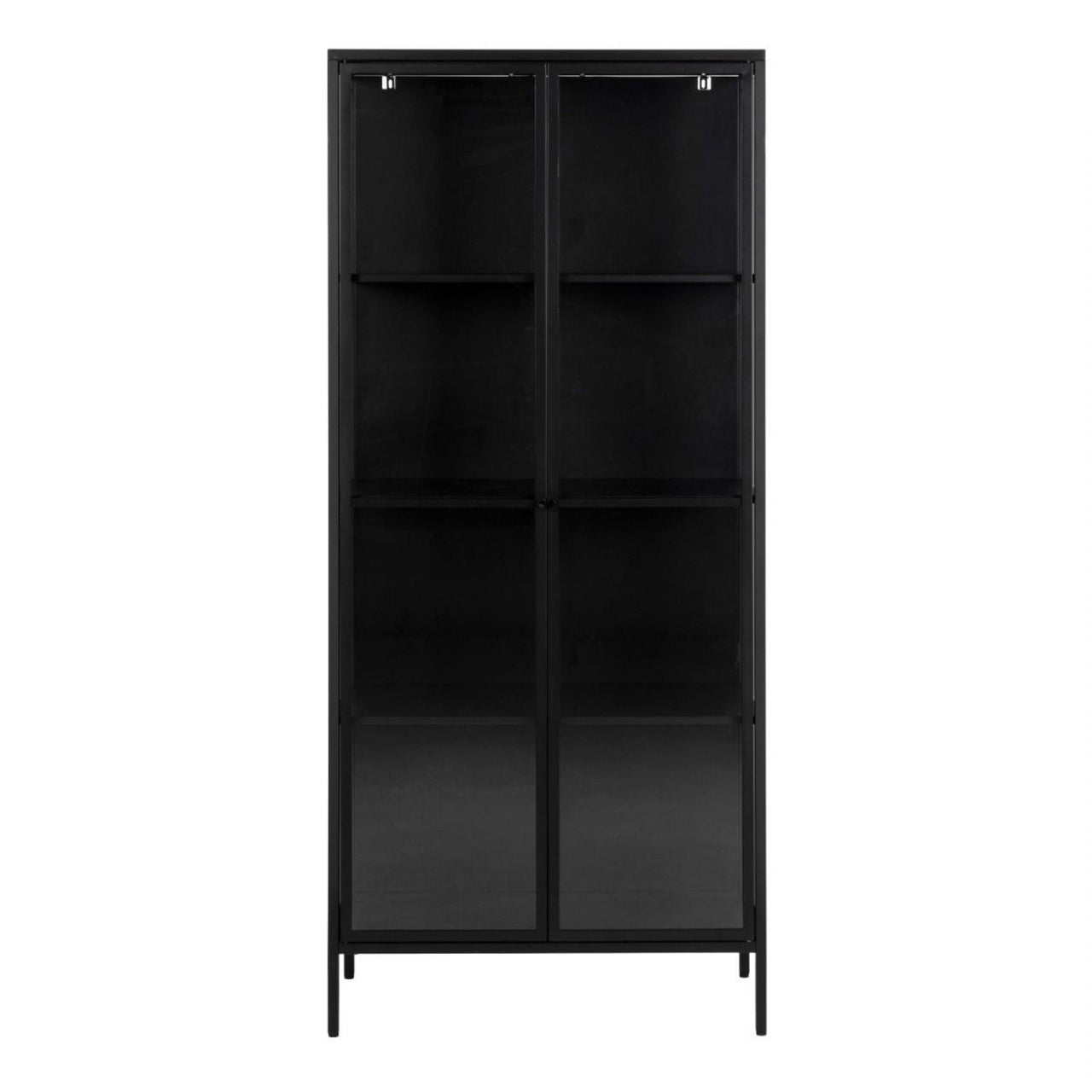 Newcastle Tall 2 Door Display Cabinet in Matt Black