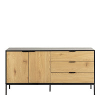 Thumbnail for Seaford Sideboard with 2 Doors and 3 Drawers in Black