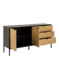 Thumbnail for Seaford Sideboard with 2 Doors and 3 Drawers in Black