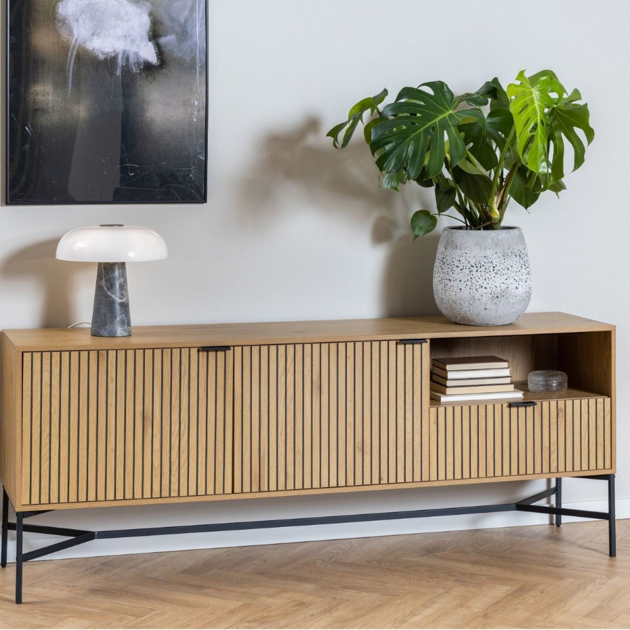 Jaipur Sideboard with 2 Doors and 1 Drawer in Black